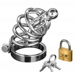 Asylum 4 Ring Chastity Cage Urethral Plug S/M