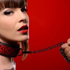 Crimson Tied Collar With Leash Red Black