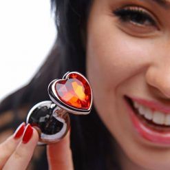 Crimson Tied Scarlet Heart Shaped Jewel Anal Plug