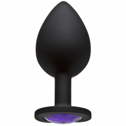 Booty Bling Large Black Plug Purple Stone