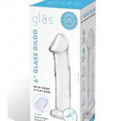 Dildo W/veins Flat Base Glass 6