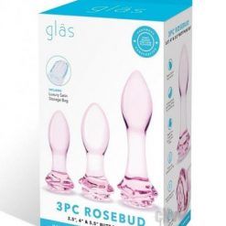Rosebud Butt Plug Set 3pc Pink