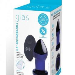 Recharge Remote Vibe Butt Plug 3.5 Blue