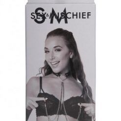 Sandm Amor Collar W/nipple Clamps  Blk/slv