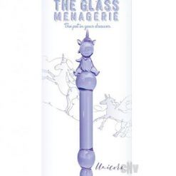 Glass Menage Unicorn Dildo Purple