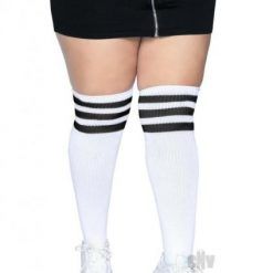 Over The Knee Athl Socks 1x/2x Wht/blk