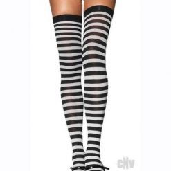 Nylon Stocking W/stripe 1x-2x Blk/wht