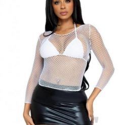 Spandex Long Sleeve Ind Net Shirt Os Wht