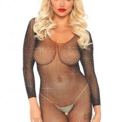 Crystalize Fishnet Sleeve Body Os Blk