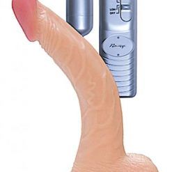 All American Whopper 8 inches Curved Vibrating Dong, Balls Beige