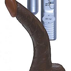 All American Whopper 8 inches Curved Vibrating Dong, Balls Brown