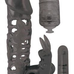 Clit Tickler Penis Extender Vibrating Sleeve Black