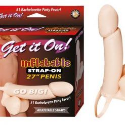 Get It On Inflatable Strap On 27 inches Penis Beige