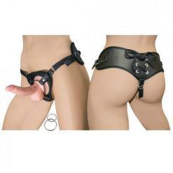 All American Whoppers 5 inches Curved Dong Balls Beige & Universal Harness