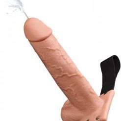 Fetish Fantasy 9 inches Hollow Squirting Strap On With Balls Beige