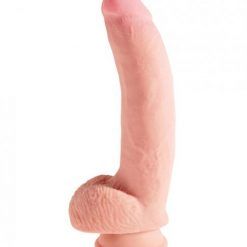 King Cock Triple Density 10 inches Fat Dildo with Balls Beige