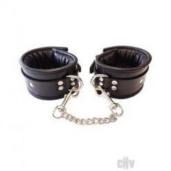 Padded Leather Ankle Cuffs Black