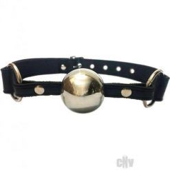 Rouge Black Leather Ball Gag with Silver Ball