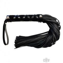 Rouge Short Leather Flogger With Studs Black