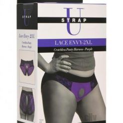 Strap U Lace Envy Crotchless 2xl Purple