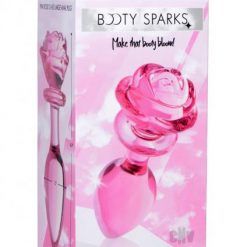 Booty Sparks Pink Rose Glass Plug Lg
