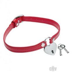 Ms Heart Lock Choker W/key Red