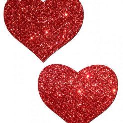 Heart Red Glitter Pasties O/S