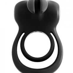Thunder Rechargeable Vibrating Dual Cock Ring Black
