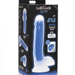 Curve Toys Lollicock 7"Glow In The Dark Silicone Dildo W/balls - Blue