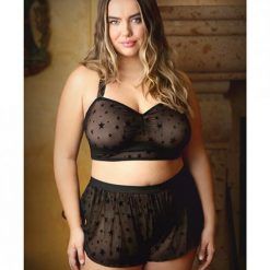 Curve Nova Star Halter Top & Shorts Black 3x/4x