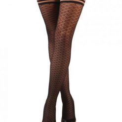 Beth Ann Honeycomb Thigh High Stockings Black Size A