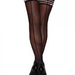 Kixies Lois Thigh Highs Black Back Seam Black A