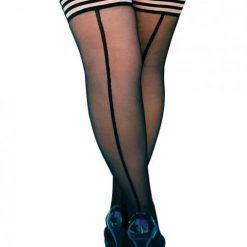 Kixies Lois Thigh Highs Black Back Seam Black D