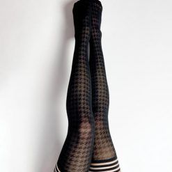 Kix'ies Meaghan Houndstooth Thigh High Black A