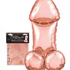 Glitterati Penis 3ft Mylar Balloon - Rose Gold