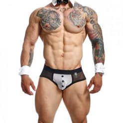 Male Basics Mob Maitre D Brief, Bow & French Cuffs Black/white Sm