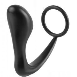 Ass-Gasm Silicone Cockring Plug Black