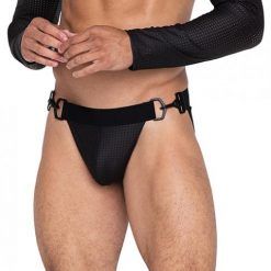 Master Jockstrap W/hook & Ring Closure & Contoured Pouch Black Lg