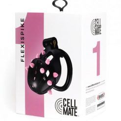 Sport Fucker Cellmate Flexispike Chastity Cage - Size 1 Black/pink