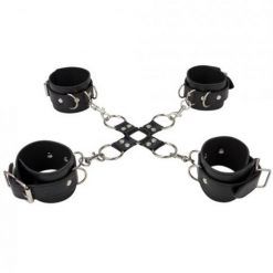 Ouch Leather Hand And Leg Cuffs Black