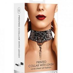 Shots Ouch Love Street Art Fashion Printed Collar W/leash - Black