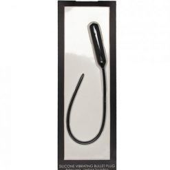 Shots Ouch Extra Long Urethral Sounding Silicone Vibrating Bullet Plug - Black