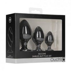 Shots Ouch Swirled Butt Plug Set - Black
