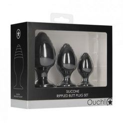 Shots Ouch Rippled Butt Plug Set - Black