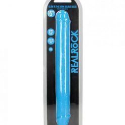 Shots Realrock 15"Double Dong Glow In The Dark - Neon Blue