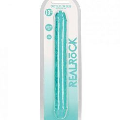 Shots Realrock Crystal Clear 13"Double Dildo - Turquoise