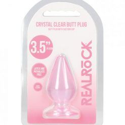 Shots Realrock Crystal Clear 3.5"Anal Plug - Pink