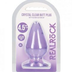 Shots Realrock Crystal Clear 4.5"Anal Plug - Purple