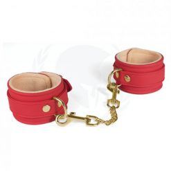 Spartacus Pu Wrist Cuffs W/plush Lining - Red
