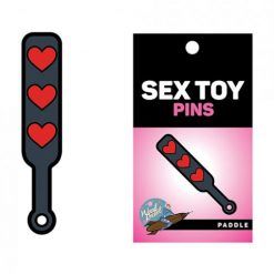 Wood Rocket Sex Toy Hearts Paddle Pin - Black/red